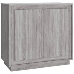 Buffet sonoma gris - meuble de salon - 80x34x75 cm - 4 portes - style classique - intemporel