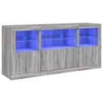 Buffet - sonoma gris - led - 1425x37x67 cm - meuble de salon - contemporain