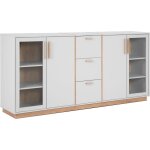 Calicosy - buffet 4 portes et 3 tiroirs dcor blanc et bois l204 cm - split - gris