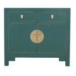 Buffet style chinois bleu canard - fine asianliving - l 90 x p 40 x h 80 cm - bois - panneaux de particules ...