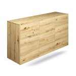 Buffet suspendu 3 portes 160x36x60 cm chne clair - dallyn