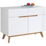 Buffet salle  manger tibor en bois massif l 98 cm blanc avec 2 tiroirs et 2 portes battantes