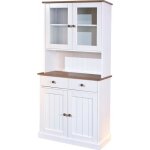 Socoa - buffet vaisselier 4 portes 2 tiroirs bois massif vernis sepia et blanc