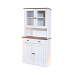 Buffet vaisselier 4 portes 2 tiroirs en pin blanc et naturel - maine