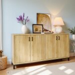 Buffet - vasagle - 160 cm - 4 portes - bois massif & m�tal