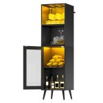 Buffet � vin multifonctionnel balconera meuble bar � vin avec �clairage led noir 40 cm (l) x 40 cm (p) ...