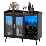 Buffet � vin multifonctionnel meuble bar � vin avec �clairage led noir 106 x 40 x 90 cm