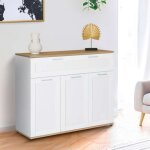 Idmarket buffet 100 cm vito 3 portes et 1 tiroir blanc et plateau bois