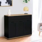 Idmarket buffet 100 cm vito 3 portes et 1 tiroir noir et plateau bois