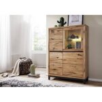 Buffet avec vitrine 103x40x148cm - bois de ch�ne sauvage huil� (bois naturel) - villanders #105