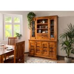 Buffet / vitrine - bois massif dacacia laqu (miel) - style colonial - oxford #0530