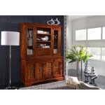 Buffet / vitrine - bois massif dacacia laqu� (nougat) - style colonial - oxford #530