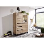 Buffet avec vitrine - bois massif de ch�ne sauvage huil� (bianco) - villanders #206
