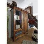 Buffet vitrine - bois massif recycl� multicolore laqu� - inspiration ethnique - nature of spirit #51