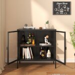 Buffet vitrine borshavisa acier verre tremp� 80 x 80 x 35 cm noir