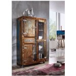 Buffet avec vitrine et roulettes - bois massif recyclé laqué (multicolore) - inspiration ethnique - freezy ... Buffet avec vitrine et roulettes - bois massif recyclé laqué (multicolore) - inspiration ethnique - freezy ...