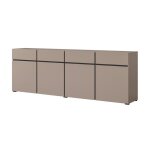 Buffet xl coloris beige et noir 225cm collection havana. bahut design avec 4 portes et 4 tiroirs.