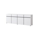 Buffet xl coloris blanc et noir 225cm collection havana. bahut design avec 4 portes et 4 tiroirs.