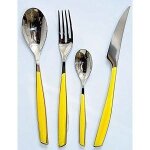 Mnagre 24 pices glamour jaune - bugatti - acier inox 18 / 10 - manche en san - lavable en lave vaisselle ...