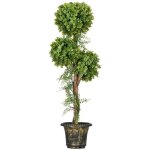 Buis artificiel topiaire artificielle 3 boules h. 115 cm pot style antique inclus