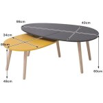 Bul lot de 2 tables basses gigognes laquées jaune / gris scandinave Bul lot de 2 tables basses gigognes laquées jaune / gris scandinave