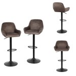 Bul lot de 2 tabouret de bar - marron - chaise flanelle
