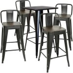Bul lot de 4 pi�ces haute chaise avec assise tabouret de bar avec dossir amovible - si�ge h63 cm