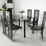 Chaise de salle à manger contemporaine - bul - simili noir - lot de 6 Chaise de salle à manger contemporaine - bul - simili noir - lot de 6