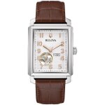 Montre hommes automatique analogique bracelet cuir marron - bulova 96a268