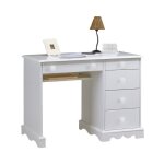 Bureau - blanc - demi - ministre - 5 tiroirs - 1 etag�re - style anglais