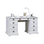 Bureau 2 caissons blanc 9 tiroirs de style anglais l 137. 5 h 74. 7 p 58. 3 cm - l 137. 5 x l 58. 3 x ...
