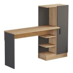 Bureau adulte - helloshop26 - bureau avec armoire int�gr�e - 120 x 153 x 40 cm - effet ch�ne - montage ...