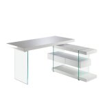 Bureau angle - 2 tiroirs et étagères - bois de noyer et verre trempé - blanc - l 140 x p 127 x h 75 cm ... Bureau angle - 2 tiroirs et étagères - bois de noyer et verre trempé - blanc - l 140 x p 127 x h 75 cm ...