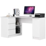 Grand bureau dangle akord gauche b20 blanc 155 cm 1 porte 3 tiroirs fa�ade blanche 4 �tag�res 155x85x77 ...