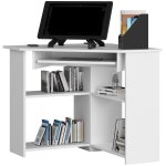 Bureau dordinateur akord dangle ted blanc 80 cm faade blanche 5 tagres 80x80x74 cm