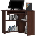 Bureau dordinateur akord dangle ted weng� 80 cm fa�ade weng� 5 �tag�res 80x80x74 cm