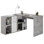 Bureau dangle carmen avec meuble de rangement intégré 4 étagères 1 porte et 1 tiroir décor béton et blanc ... Bureau dangle carmen avec meuble de rangement intégré 4 étagères 1 porte et 1 tiroir décor béton et blanc ...