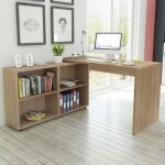 Bureau dangle contemporain bureau informatique table dordinateur avec 4 tagres chne - 126 x 28 x 69 ...