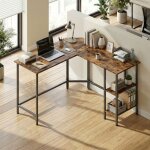 Bureau d?angle avec �tag�res bureau d?ordinateur en l 130 x 130 cm montage facile marron et noir