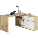 Bureau dangle avec rangements diego - mélaminé chêne / blanc brillant - l138 x h75 x p138 cm Bureau dangle avec rangements diego - mélaminé chêne / blanc brillant - l138 x h75 x p138 cm