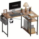 Bureau d?angle r�versible 110 x 80 cm petite bureau gaming en l avec etag�res rangement table informatique ...