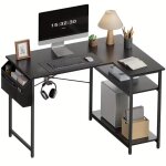 Bureau d?angle r�versible 110 x 80 cm petite bureau gaming en l avec etag�res rangement table informatique ...