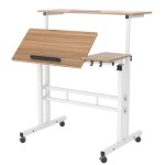Bureau assis - debout informatique roulant sogeshome - chêne - hauteur réglable 67 - 115cm - multifonctionnel ... Bureau assis - debout informatique roulant sogeshome - chêne - hauteur réglable 67 - 115cm - multifonctionnel ...
