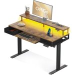 Bureau assis debout offigo avec 2 tiroirs support de moniteur chargeur et lumi�re led pour la maison ...