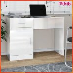 Bureau - ayhao - cq003 - blanc brillant - 100x40x73 cm - 1 tiroir et armoire