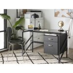 Bureau - beliani - moriton - plateau en verre - 2 tiroirs - noir Bureau - beliani - moriton - plateau en verre - 2 tiroirs - noir