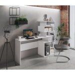 Dmora - bureau arrecife 1584 x 396 x 135 cm blanc panneau effet bois