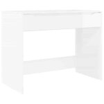 Bureau blanc brillant - clarence - 100x50x78 cm - bois ding�nierie - blanc brillant - avec tiroir - durable ...