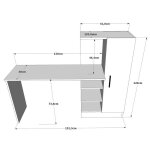 Bureau en bois ct2 - 152 x 40 x 120 cm - pin atlantique blanc