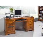 Bureau - bois massif dacacia laqu� (miel) - style colonial - oxford #0522